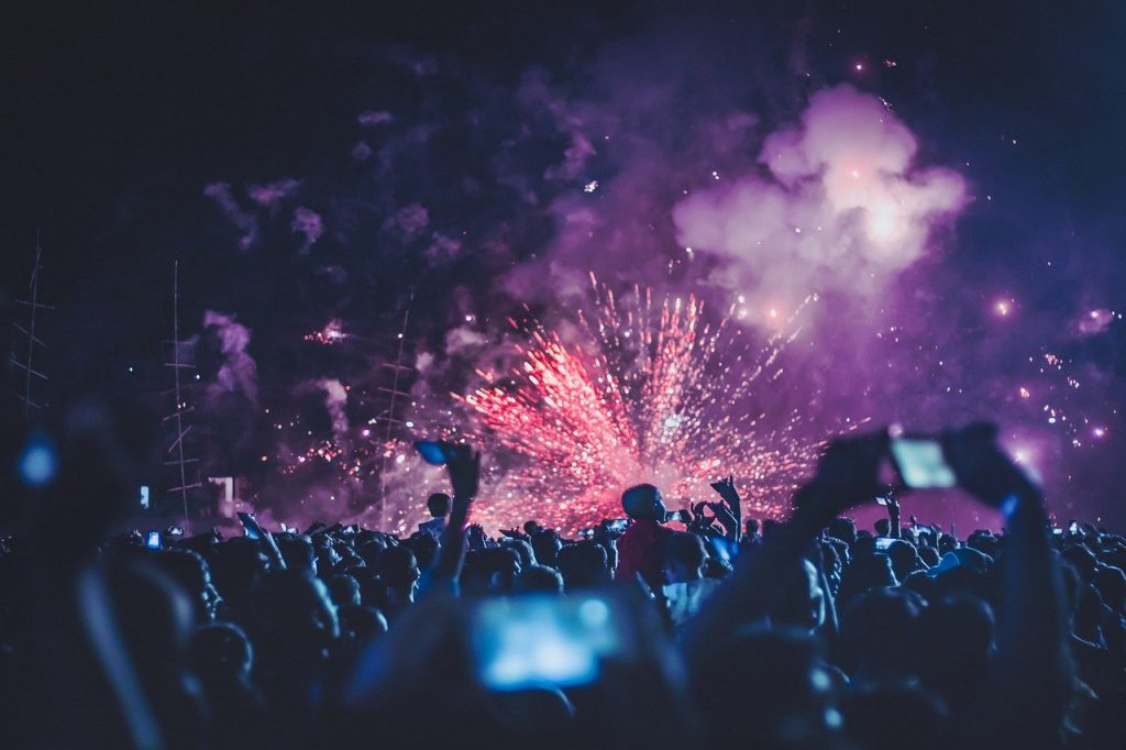 fireworks, people, festival